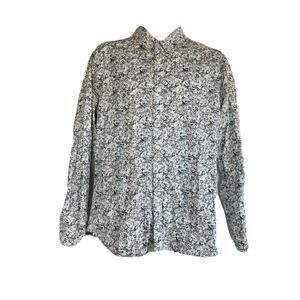 level ten mens modern floral button up Long Sleeve shirt Size M